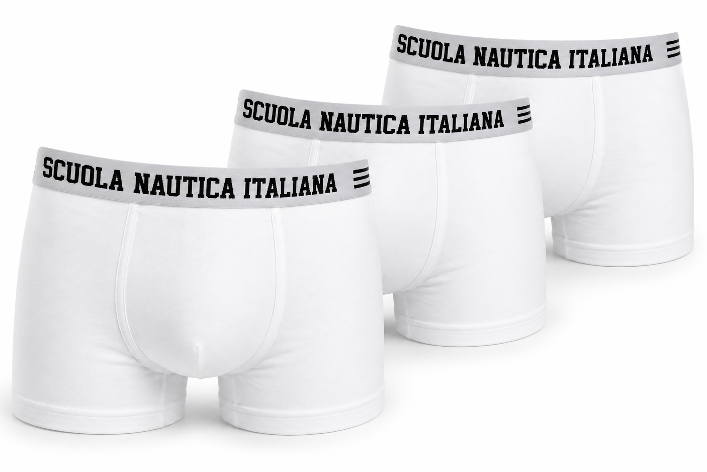 Boxer Uomo Bianco Scuola Nautica Italiana SNI868 - 3pezzi
