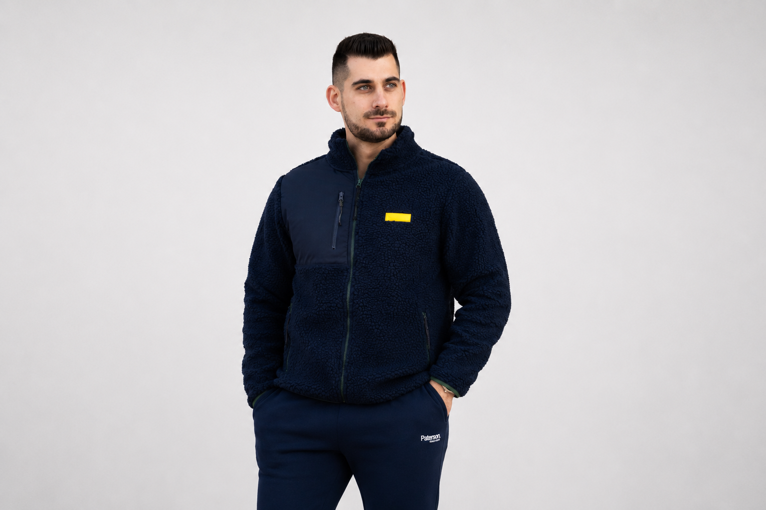 Felpa con zip da uomo in tessuto Teddy - PATM15