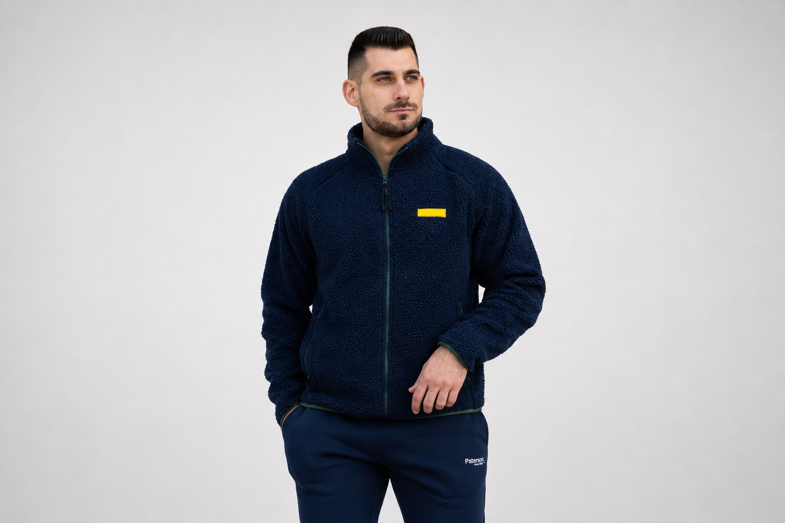 Felpa con zip da uomo in tessuto Teddy - PATM14