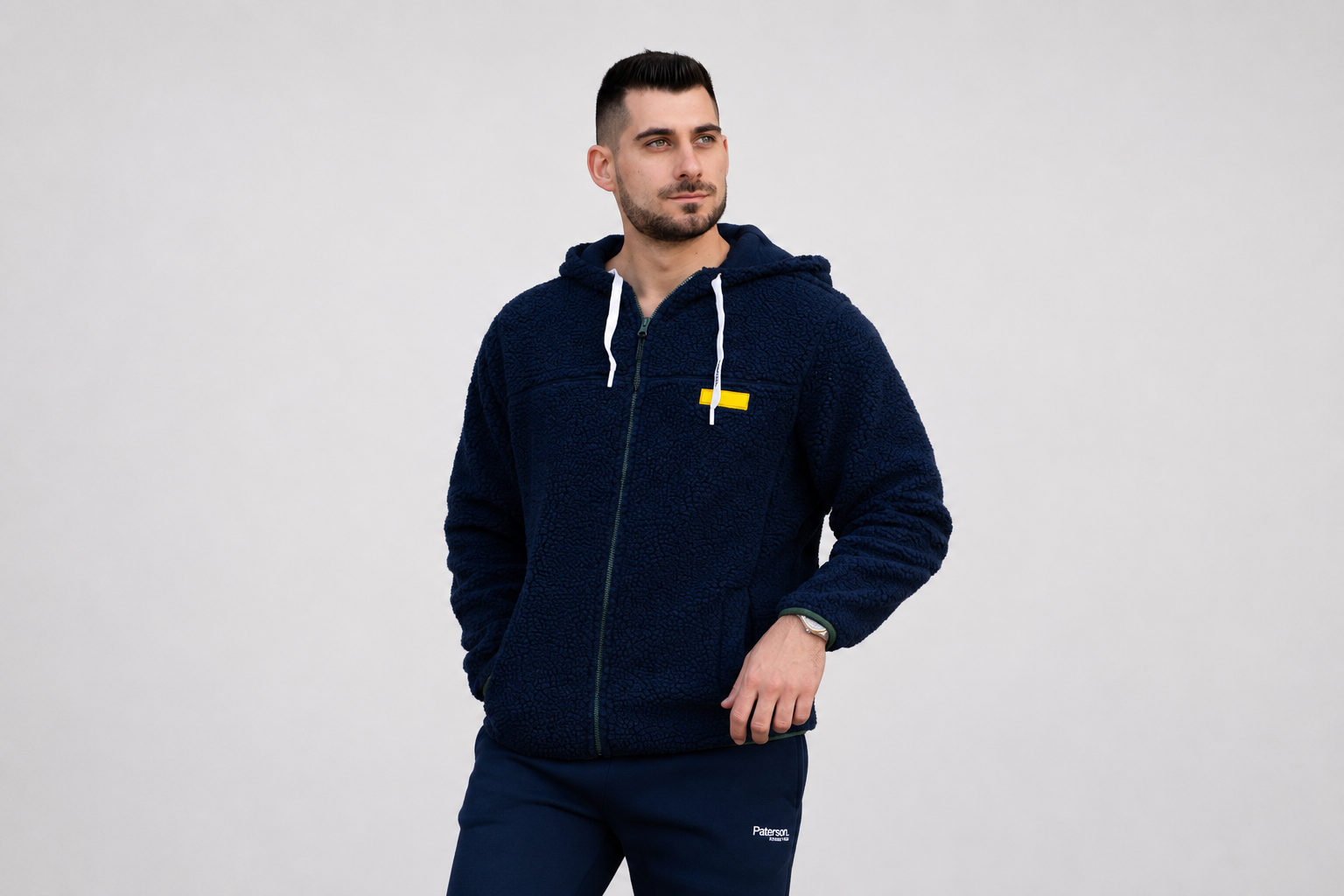 Felpa con zip e cappuccio da uomo in tessuto Teddy - PATM13