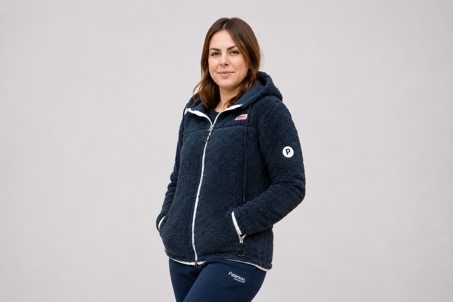 Felpa con zip e cappuccio da donna in tessuto Sherpa - PATW36