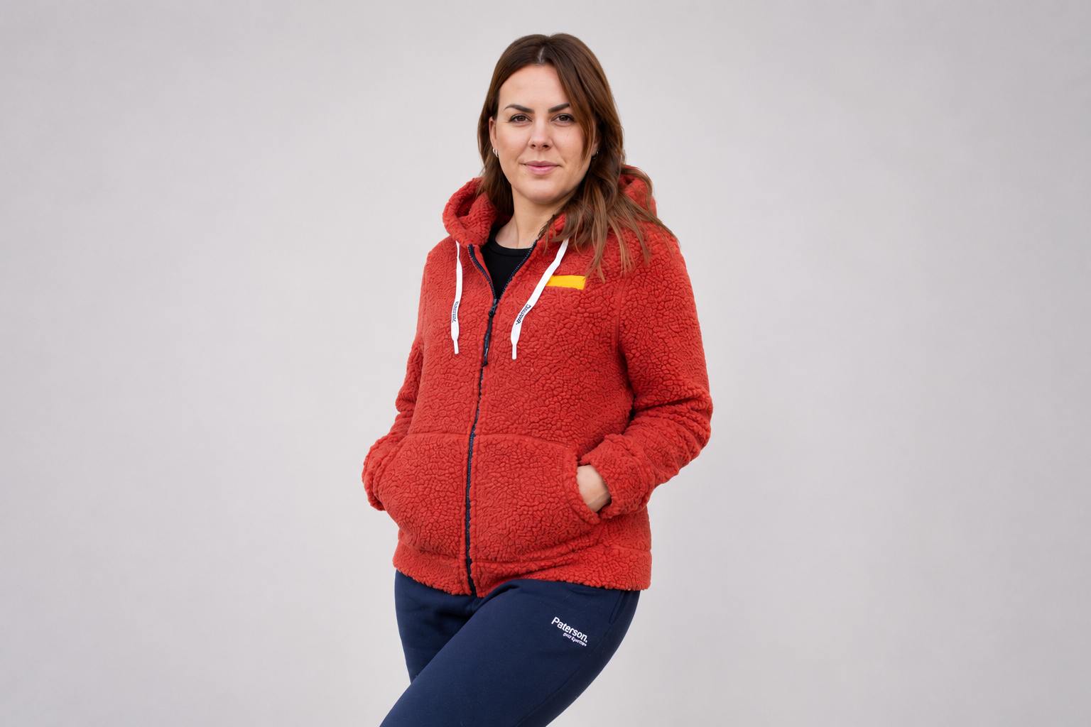 Felpa con zip e cappuccio da donna in tessuto Teddy - PATW11