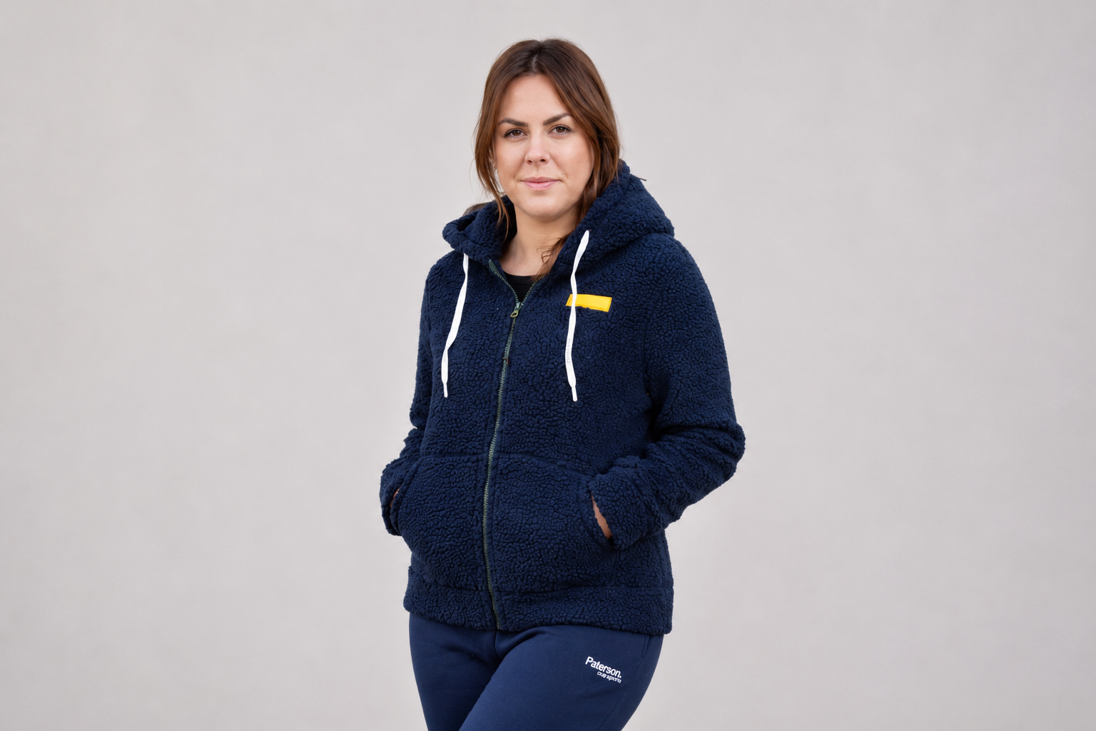 Felpa con zip e cappuccio da donna in tessuto Teddy - PATW11