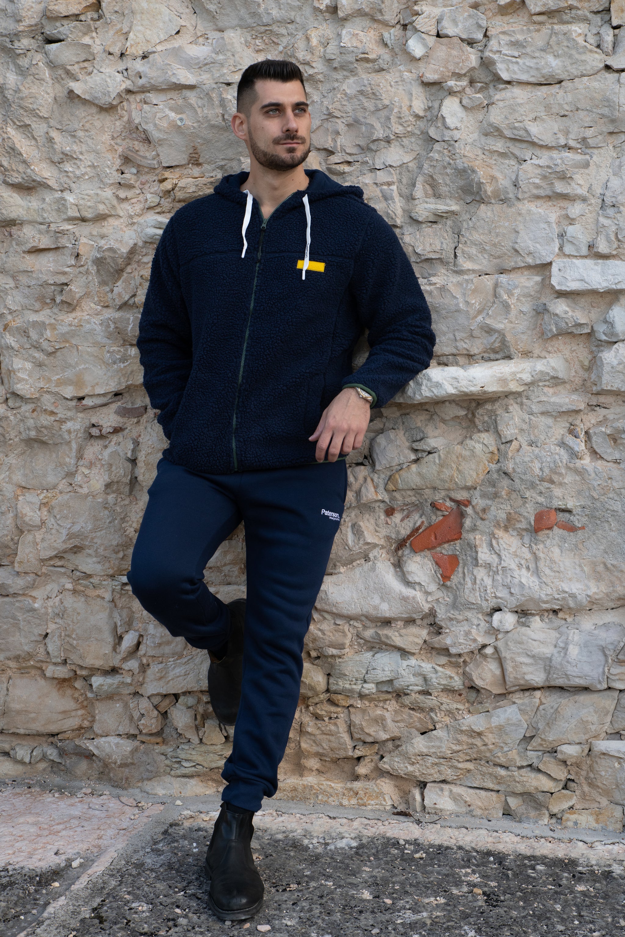 Felpa con zip e cappuccio da uomo in tessuto Teddy - PATM13