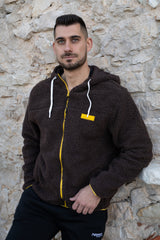 Felpa con zip e cappuccio da uomo in tessuto Teddy - PATM13