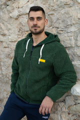 Felpa con zip e cappuccio da uomo in tessuto Teddy - PATM13