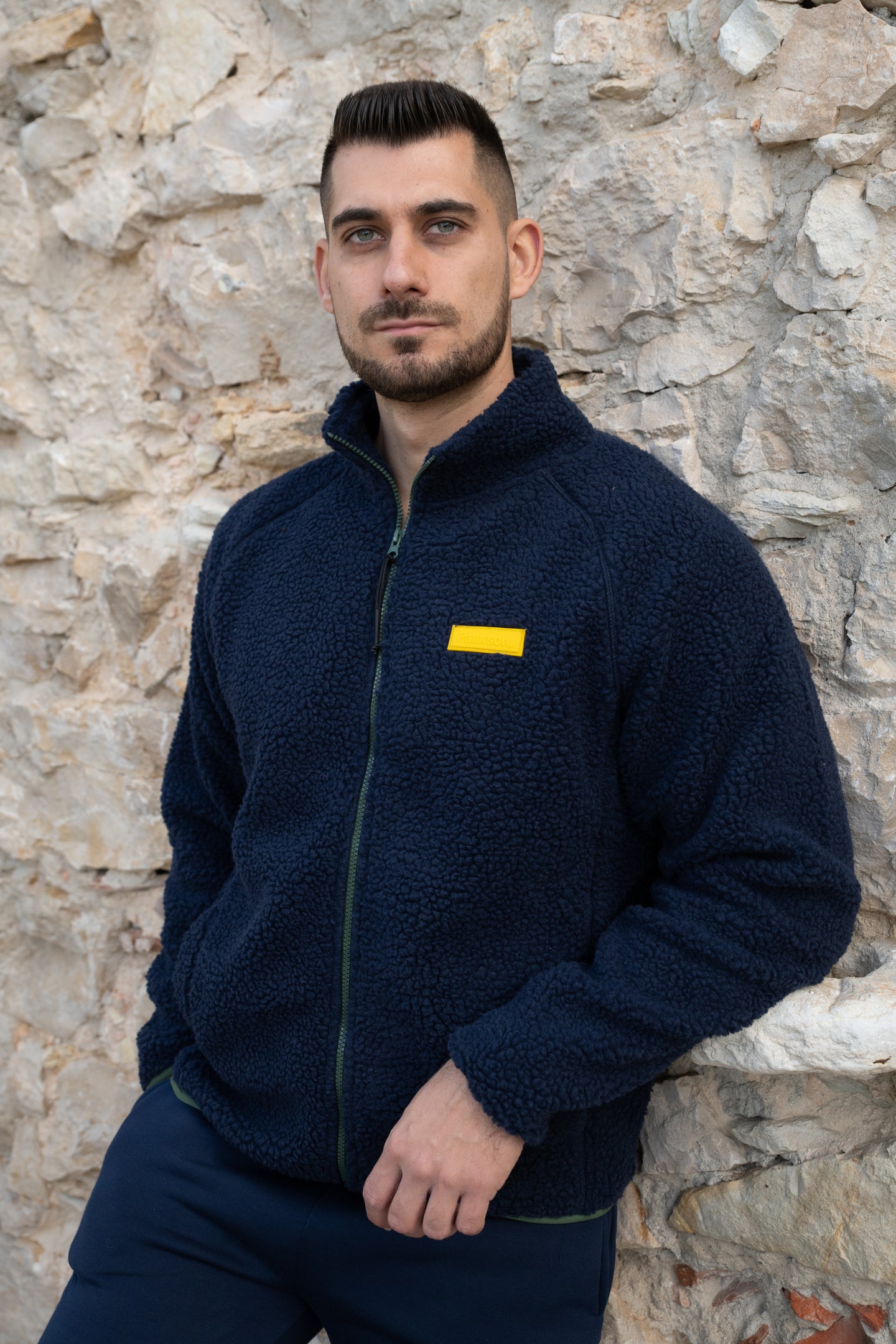 Felpa con zip da uomo in tessuto Teddy - PATM14