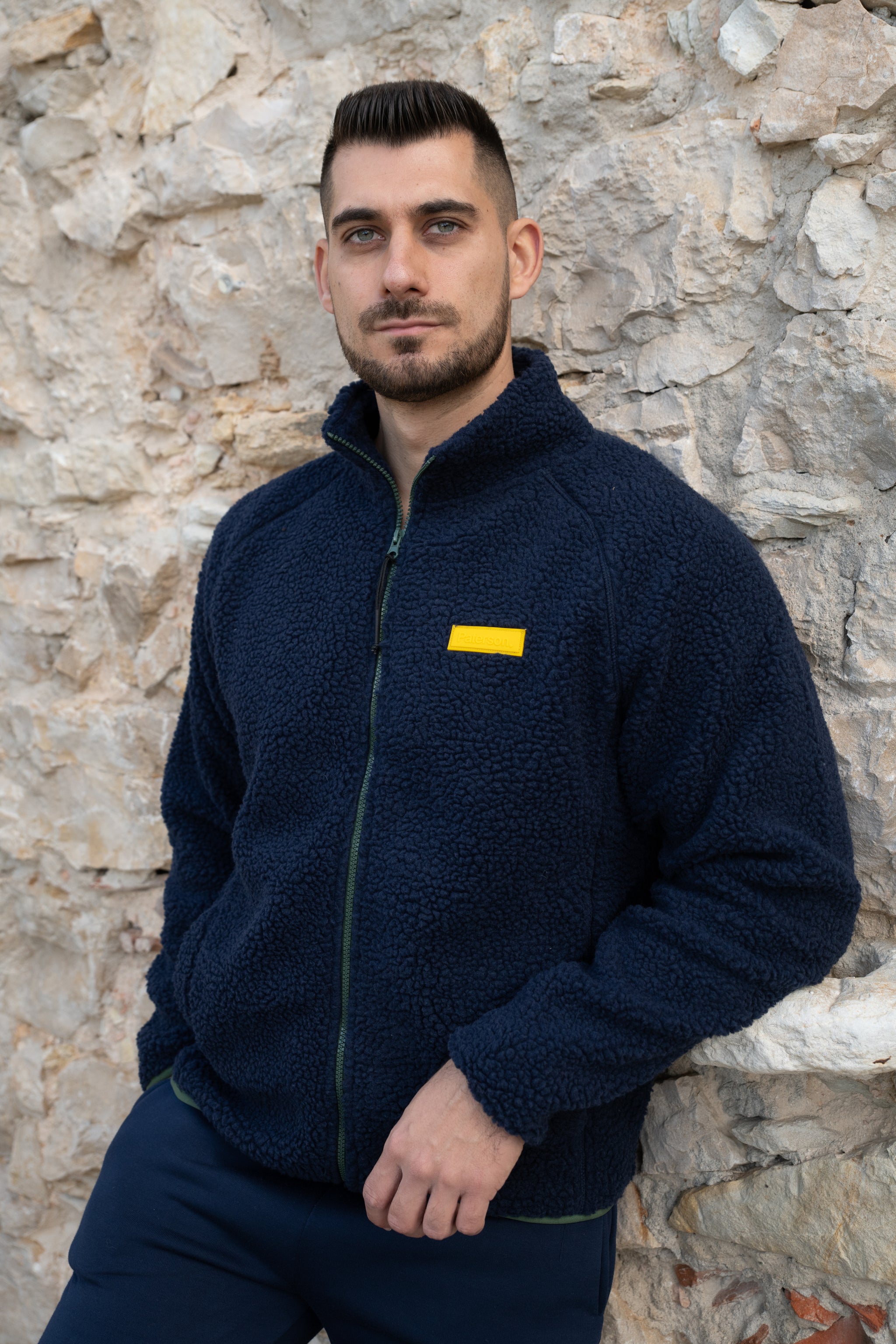 Felpa con zip da uomo in tessuto Teddy - PATM14