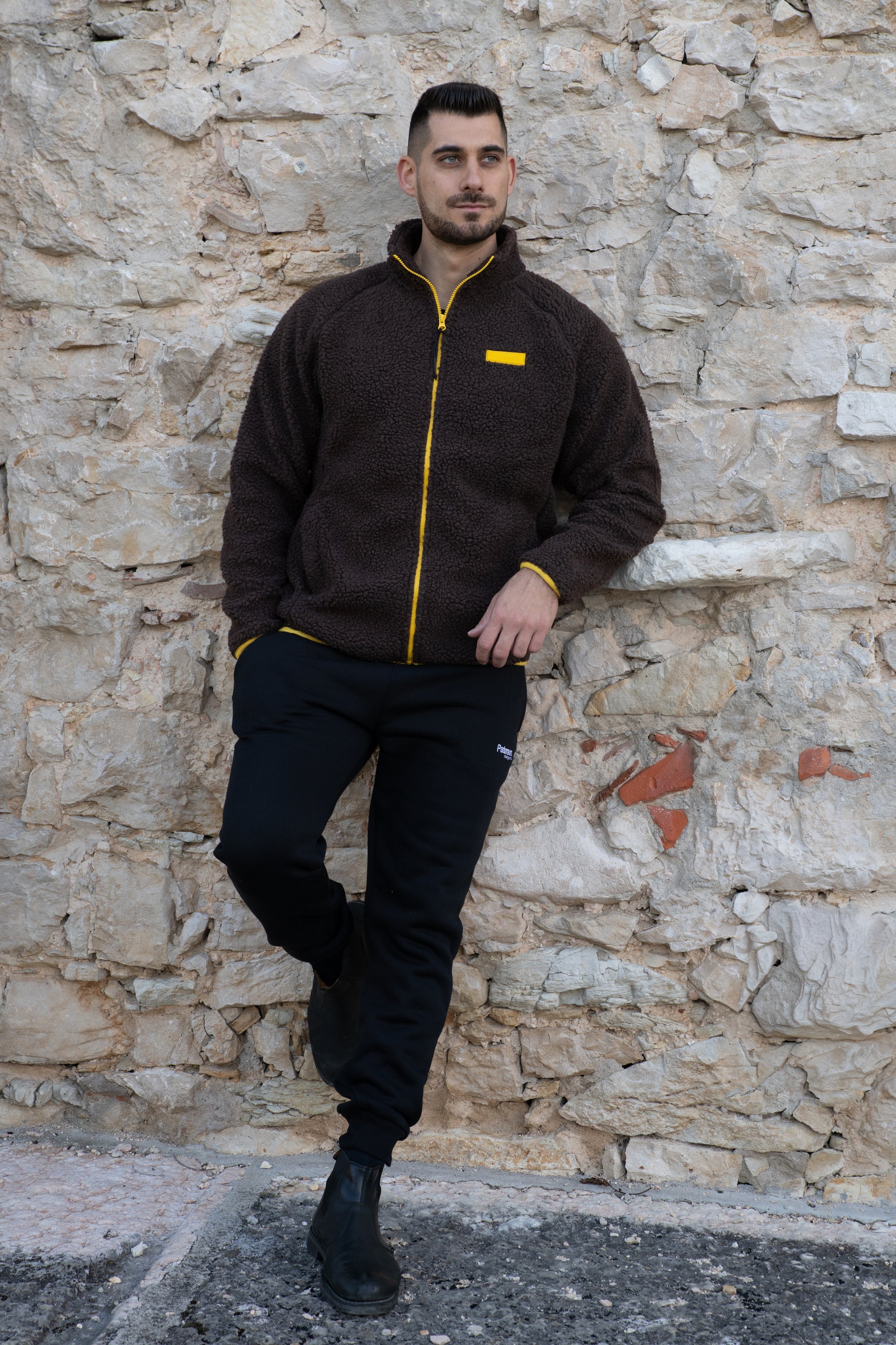 Felpa con zip da uomo in tessuto Teddy - PATM14