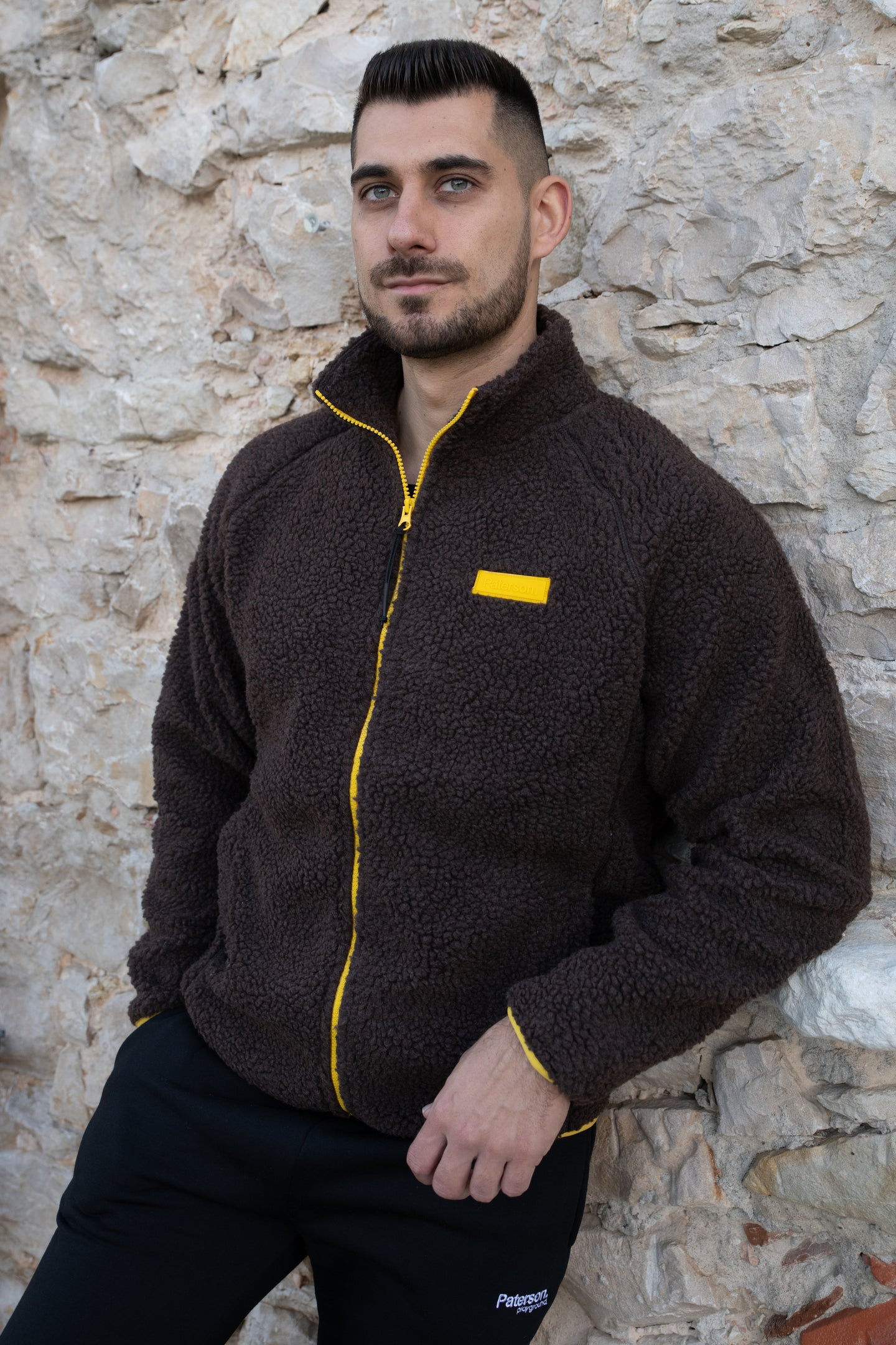 Felpa con zip da uomo in tessuto Teddy - PATM14