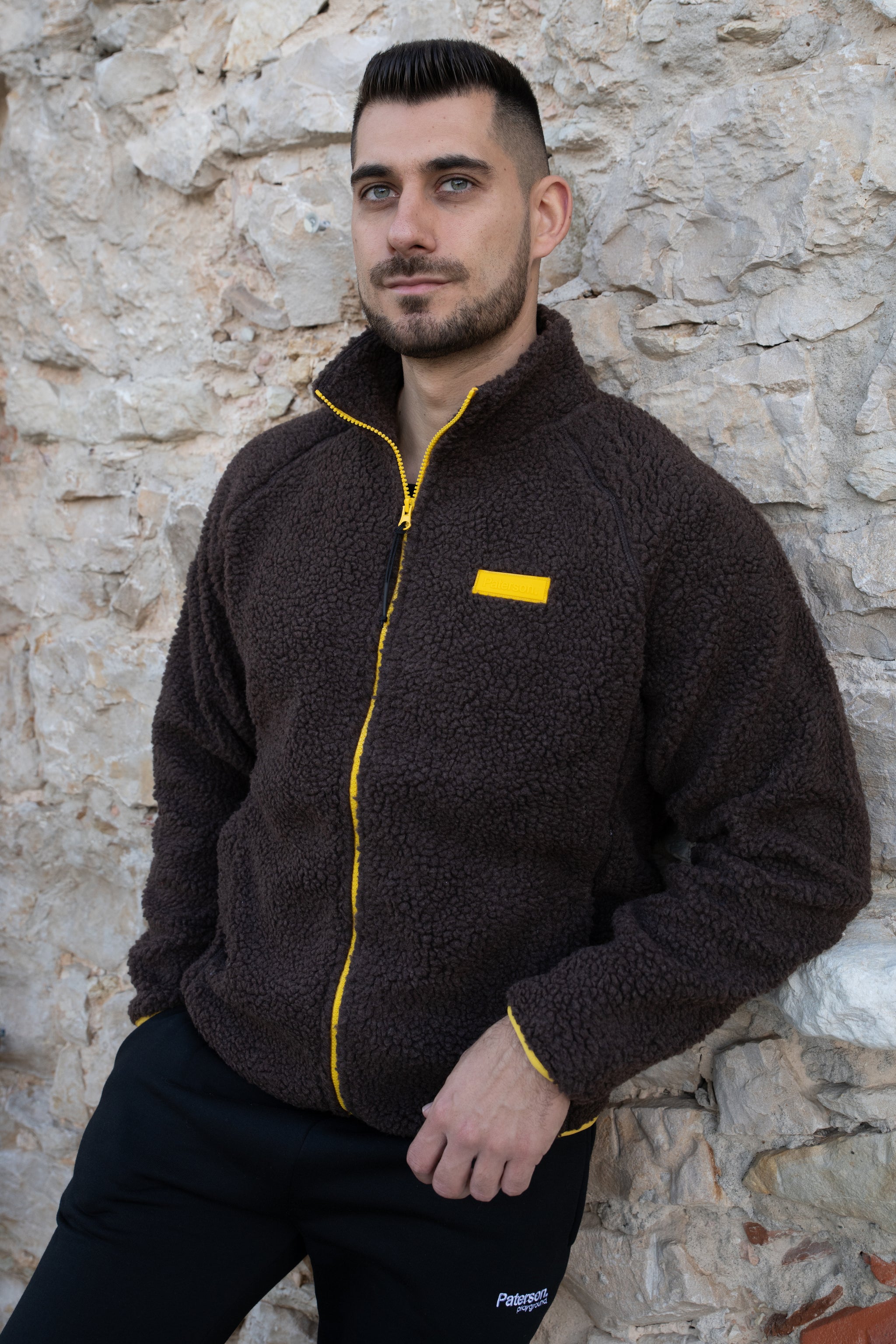 Felpa con zip da uomo in tessuto Teddy - PATM14