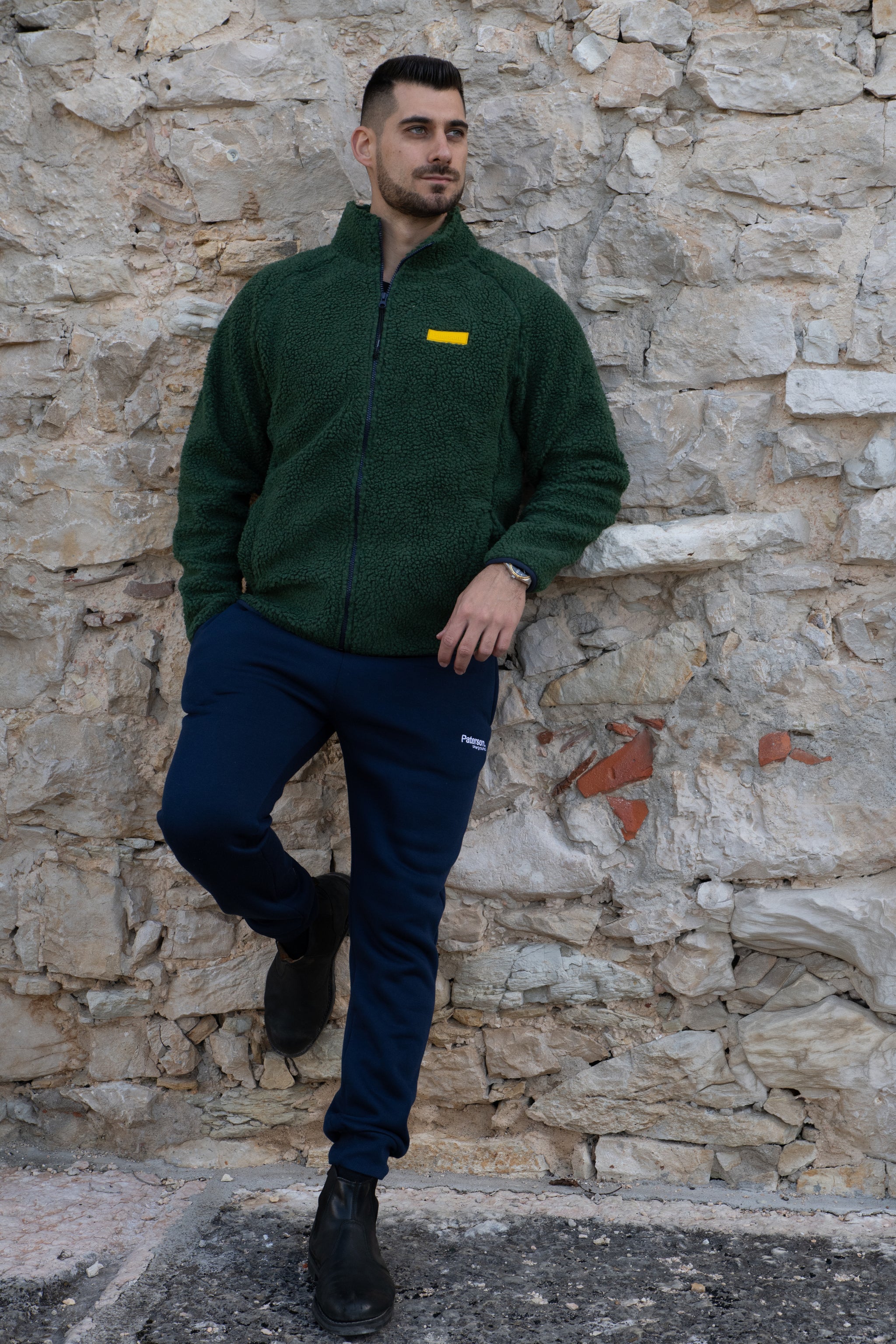 Felpa con zip da uomo in tessuto Teddy - PATM14