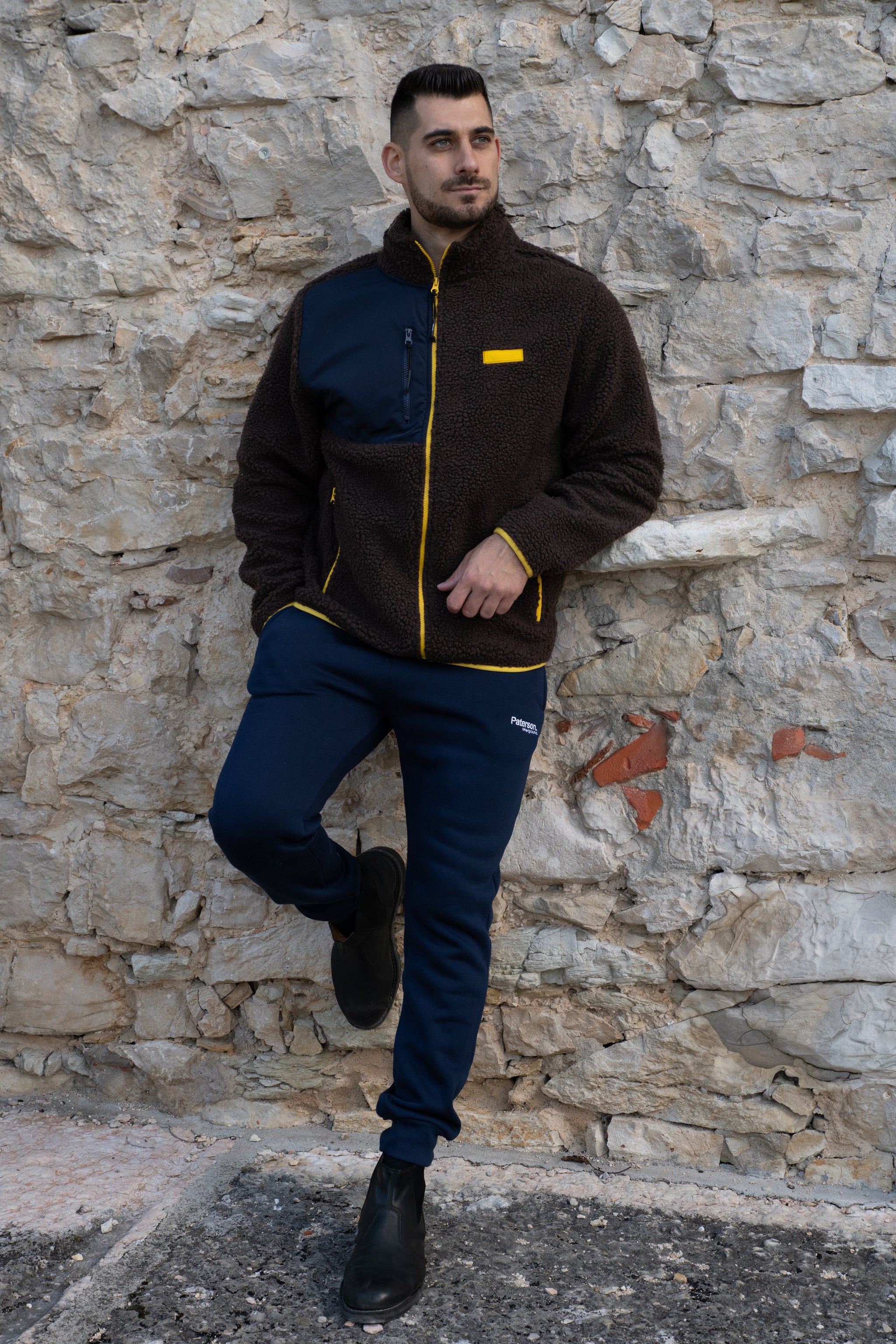 Felpa con zip da uomo in tessuto Teddy - PATM15