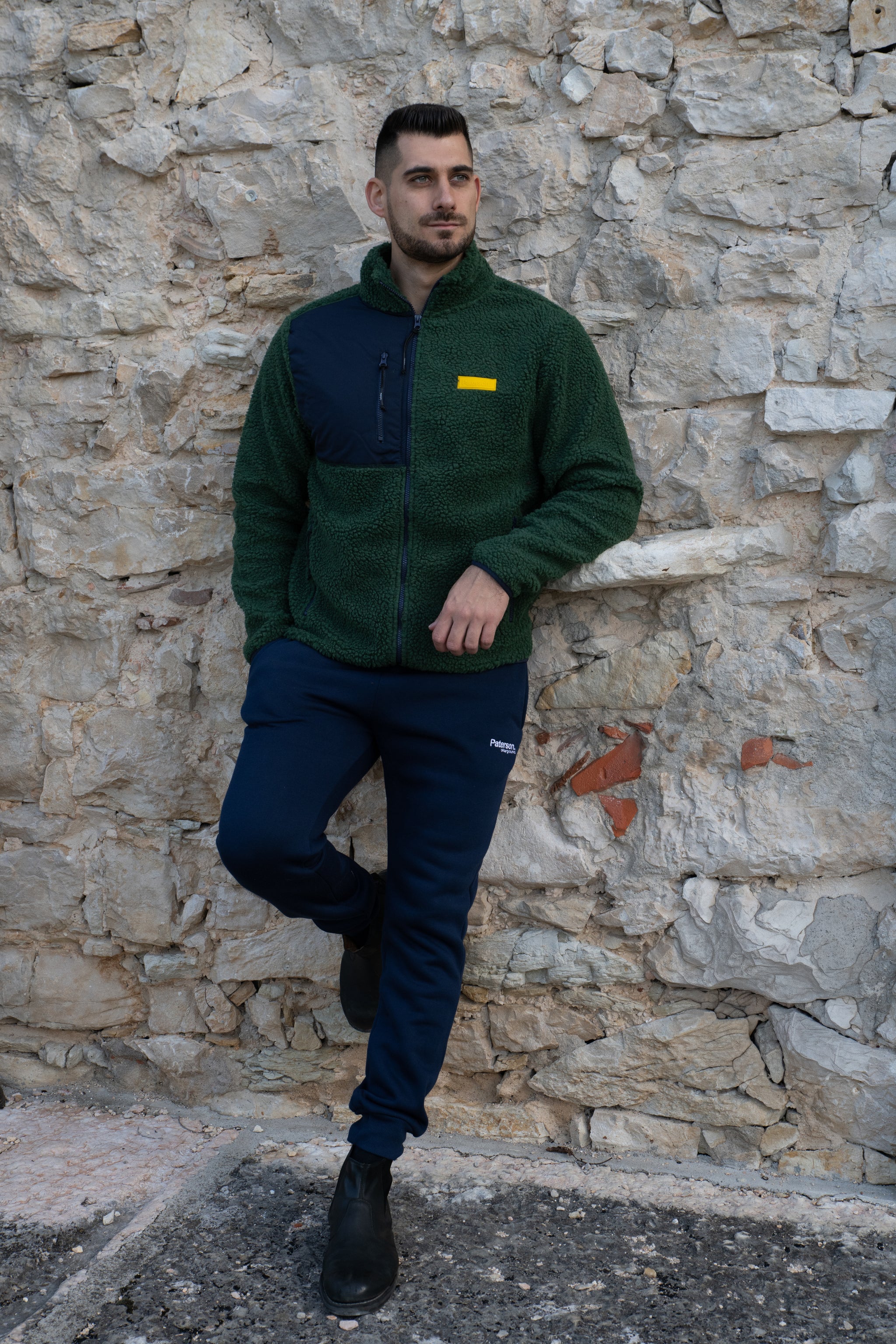 Felpa con zip da uomo in tessuto Teddy - PATM15