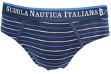 Gli slip uomo in cotone di Scuola Nautica Italiana sono disponibili in una varietà di fantasie e colori, tra cui il classico slip americano, il sexy slip uomo e il contrasto di strisce tricolore: blu scuro, azzurro e bianco, rosso, nero e grigio, verde, grigio e nero. Indipendentemente dal tuo stile, troverai sicuramente il miglior intimo uomo per te.