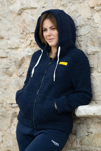 Felpa con zip e cappuccio da donna in tessuto Teddy - PATW11